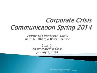 Corporate Crisis Communication Spring 201 4