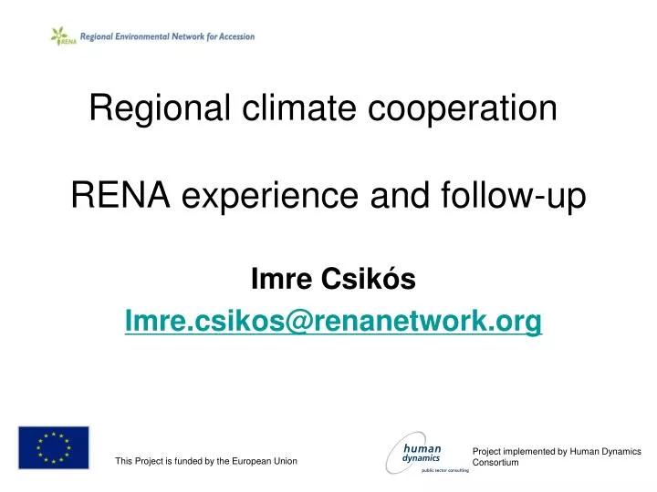 regional climate cooperation rena experience and follow up