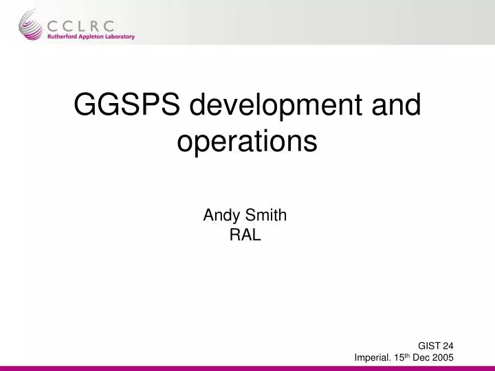 ggsps development and operations