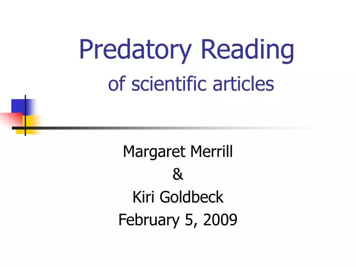 predatory reading of scientific articles