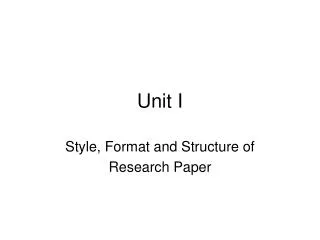 Unit I