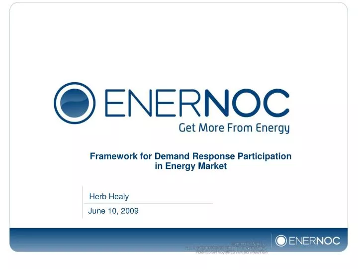 framework for demand response participation in energy market