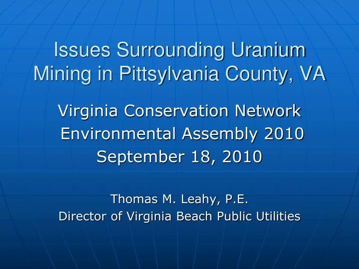 issues surrounding uranium mining in pittsylvania county va
