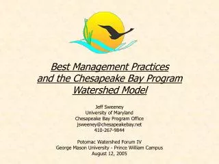 Best Management Practices and the Chesapeake Bay Program Watershed Model