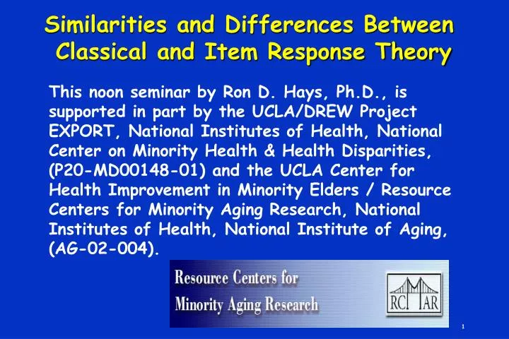 similarities and differences between classical and item response theory