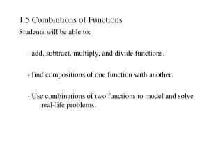 1.5 Combintions of Functions