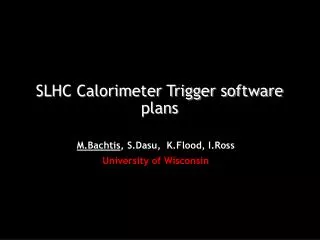 SLHC Calorimeter Trigger software plans