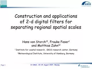 Construction and applications of 2-d digital filters for separating regional spatial scales