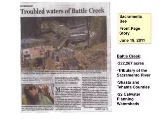 Sacramento Bee Front Page Story June 19, 2011