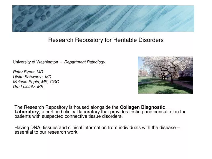 research repository for heritable disorders