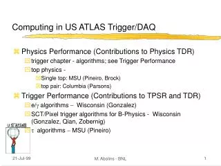 Computing in US ATLAS Trigger/DAQ