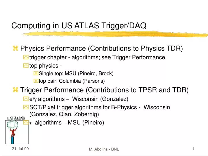 computing in us atlas trigger daq