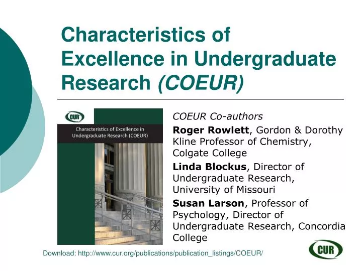 characteristics of excellence in undergraduate research coeur