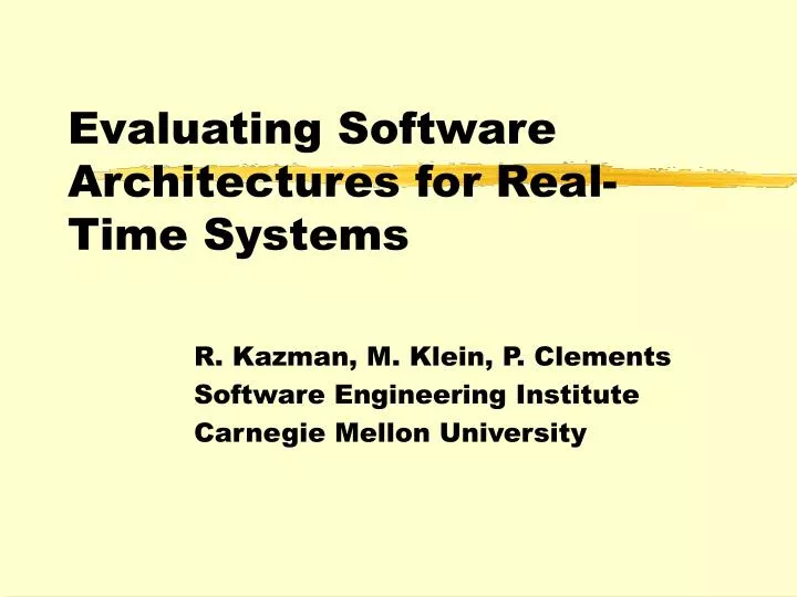 evaluating software architectures for real time systems