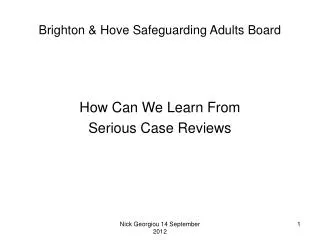 Brighton &amp; Hove Safeguarding Adults Board