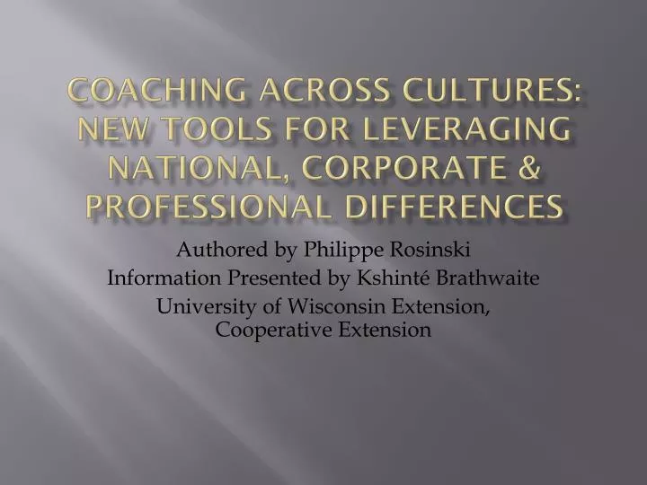 coaching across cultures new tools for leveraging national corporate professional differences