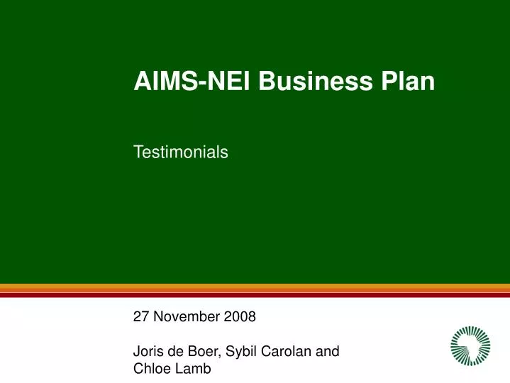 aims nei business plan