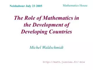 The Role of Mathematics in the Development of Developing Countries