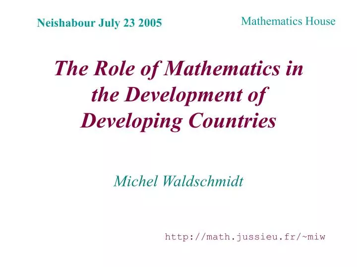 the role of mathematics in the development of developing countries
