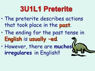 The preterite describes actions that took place in the past .