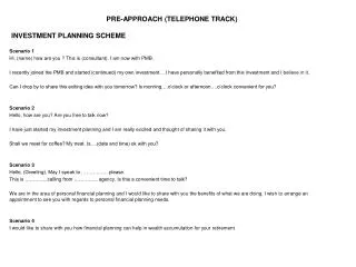 PRE-APPROACH (TELEPHONE TRACK)