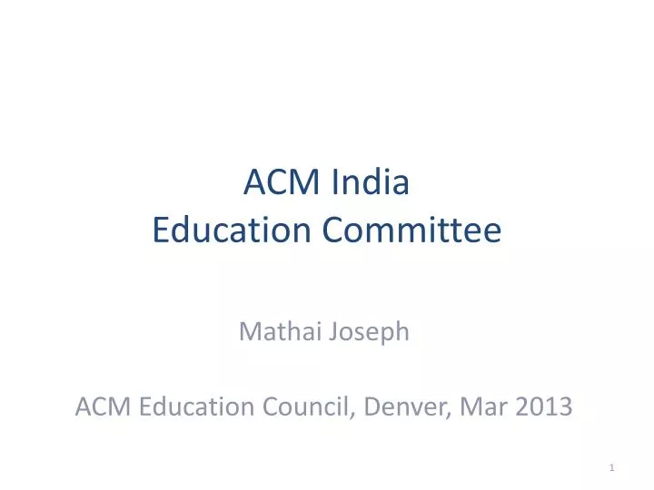 acm india education committee