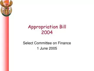 Appropriation Bill 2004