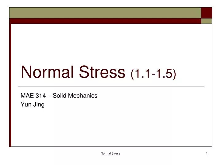 normal stress 1 1 1 5