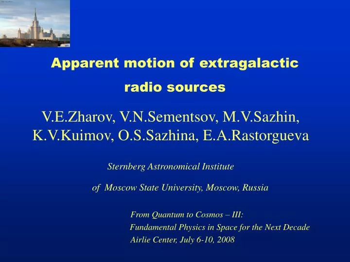 apparent motion of extragalactic radio sources