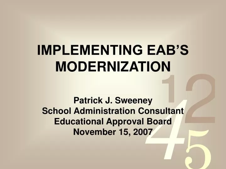 implementing eab s modernization