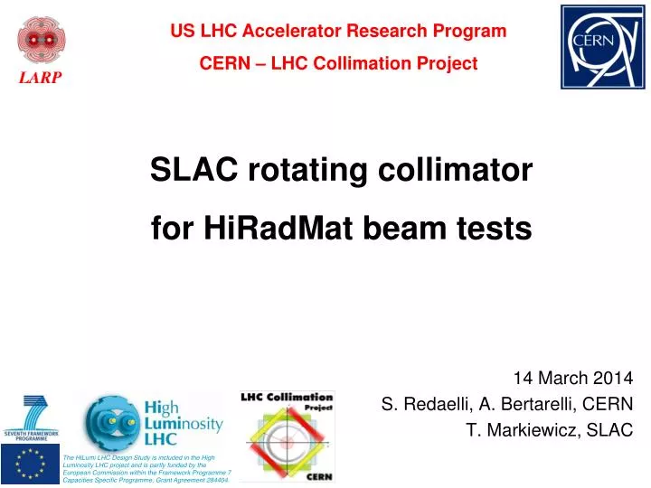 slac rotating collimator for hiradmat beam tests