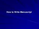 How to Write Manuscript - slide 1