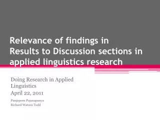 Relevance of findings in Results to Discussion sections in applied linguistics research
