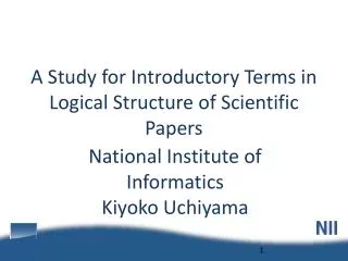 A Study for Introductory Terms in Logical Structure of Scientific Papers