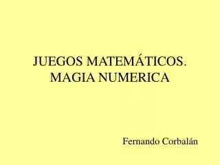 juegos matem ticos magia numerica