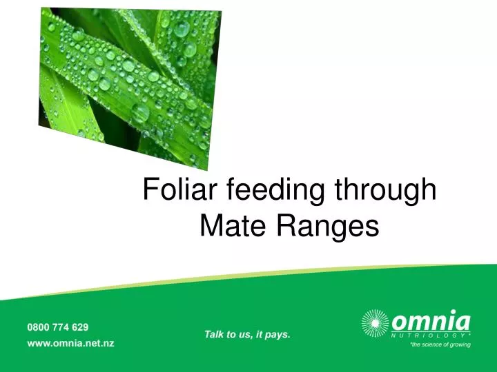foliar feeding through mate ranges