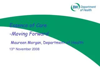 Essence of Care -Moving Forward Maureen Morgan, Department of Health 13 th November 2008