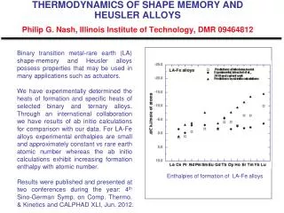 Enthalpies of formation of LA-Fe alloys