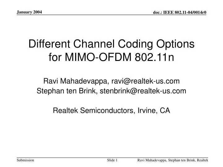 different channel coding options for mimo ofdm 802 11n