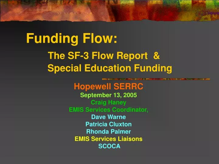 funding flow the sf 3 flow report special education funding