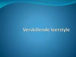 verskillende leerstyle