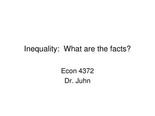 Inequality: What are the facts?