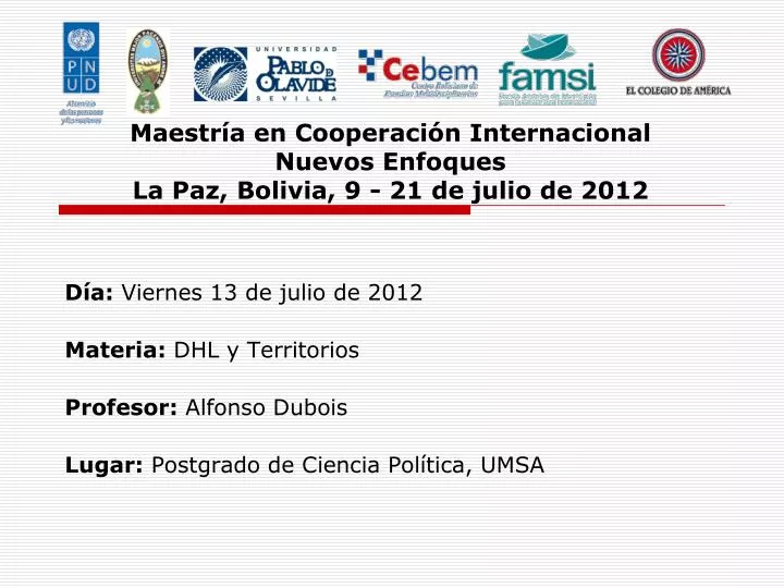 maestr a en cooperaci n internacional nuevos enfoques la paz bolivia 9 21 de julio de 2012