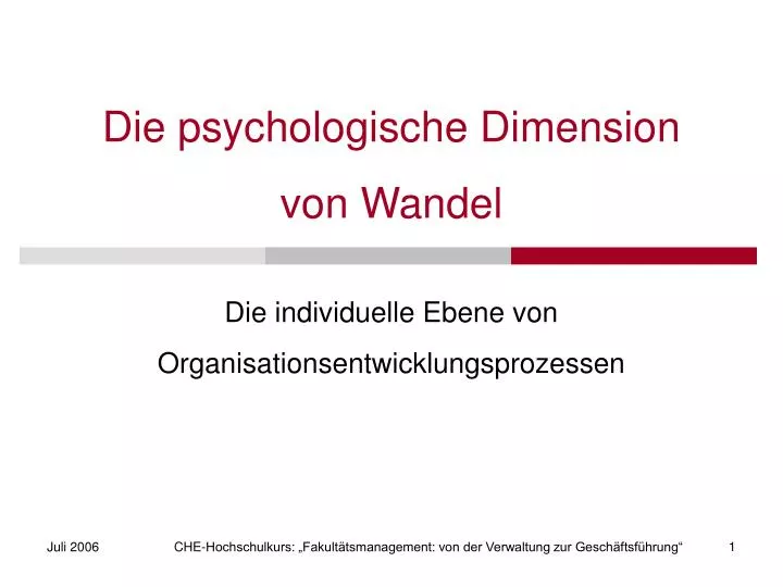 die psychologische dimension von wandel