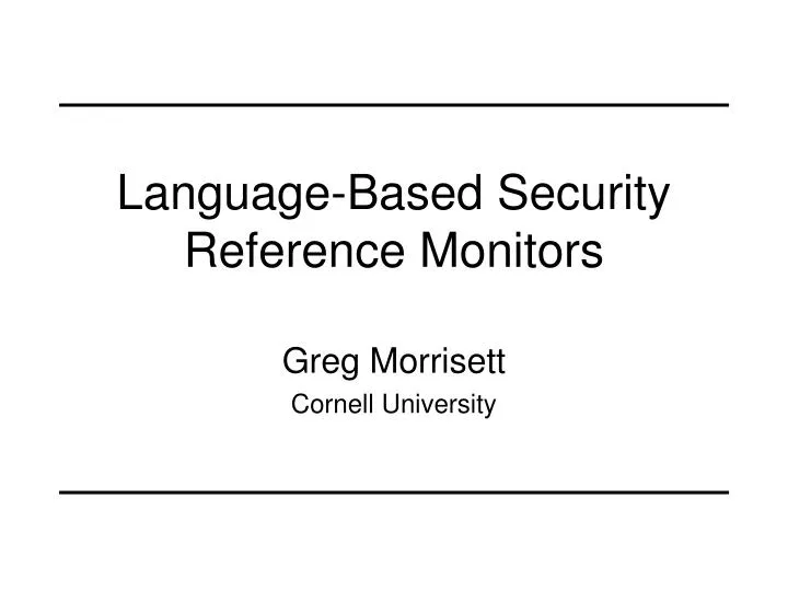 language based security reference monitors