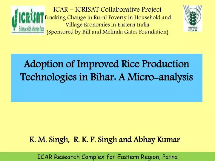 adoption of improved rice production technologies in bihar a micro analysis