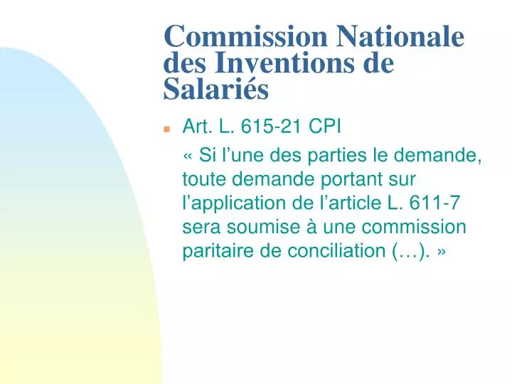 commission nationale des inventions de salari s