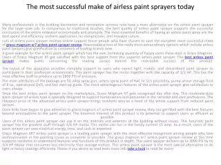 The most successful make of airless paint sprayers