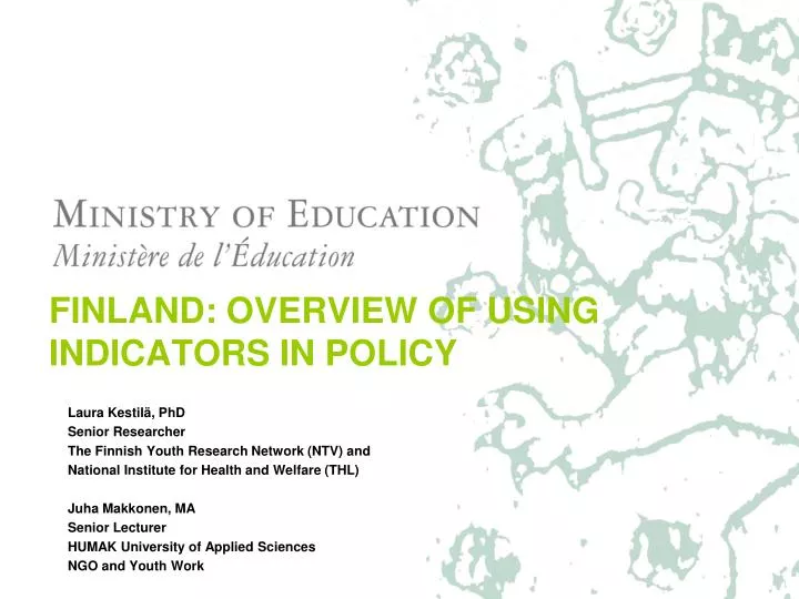 finland overview of using indicators in policy
