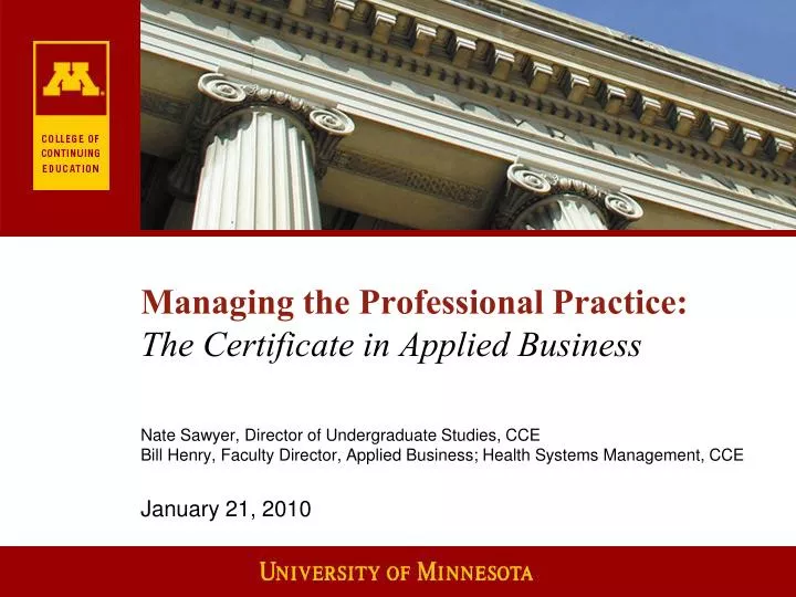 managing the professional practice the certificate in applied business
